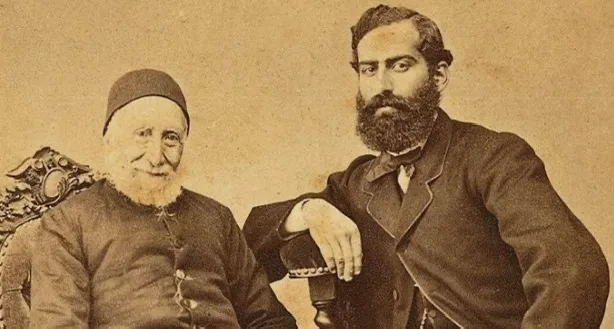 Avram Salomon ve Nesim Kamondo’nun 1868 tarihli bir fotoğrafı.